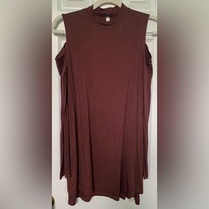 Burgundy Open Shoulder Long Sleeve Top